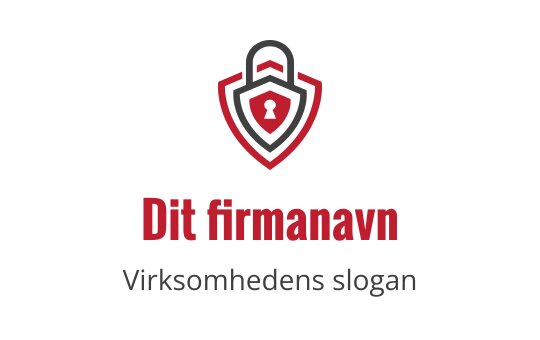 Fet skjoldlogo med hengelås og nøkkelhull i rødt og svart
