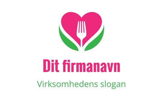 Hjerteformet logo med en gaffel og grønne blader