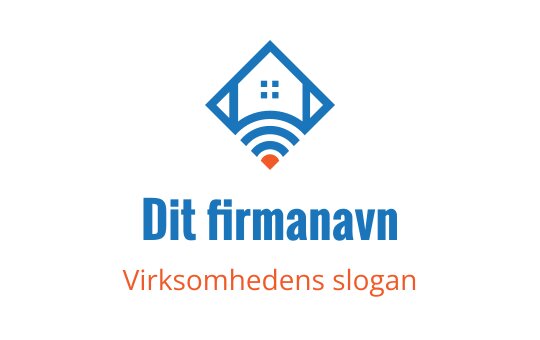 Moderne blå og oransje logo med et hus og signalbølger