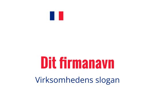 Fet logo design med rød tekst og et lite fransk flagg