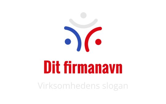 Fargerik logo med abstrakte figurer i rødt, blått og hvitt