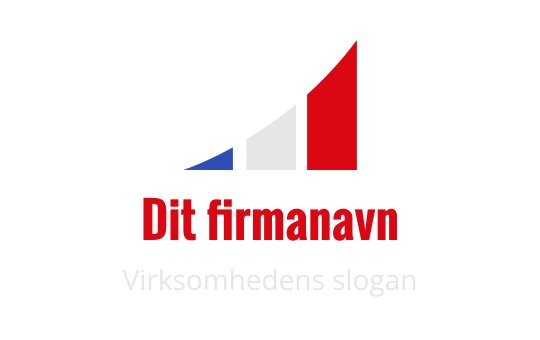 Moderne logo design med en stigende søylegraf i rødt, hvitt og blått