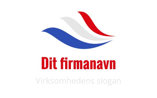 Dynamisk logo design med flytende røde, hvite og blå bølger