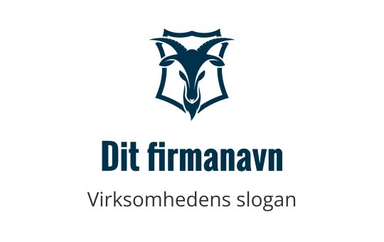 Fet geitehode logo design med skjoldkontur i blått