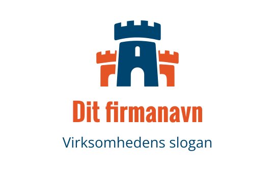 Moderne slott logo design i blå og oransje farger