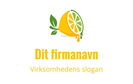 Fargerik sitronlogo med grønne blader og detaljer av skivet frukt