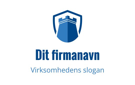 Fet blå slottlogo design innenfor en skjoldform