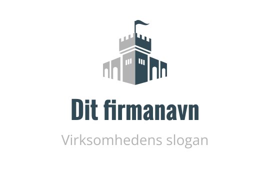 Logo design med et slott og et flagg på toppen