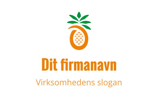 Lekent ananaslogo med grønne blader og oransje detaljer