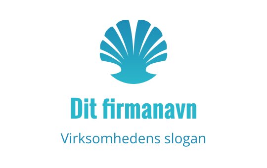Stilisert blå skjelllogo med elegante buede linjer