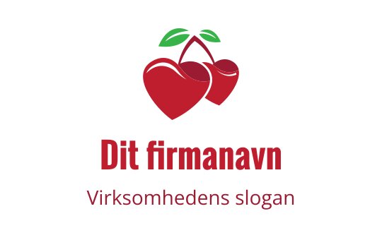 Leken logo design av røde hjerteformede kirsebær med grønne blader