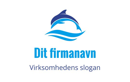 Moderne logo design av delfin med flytende blå bølger