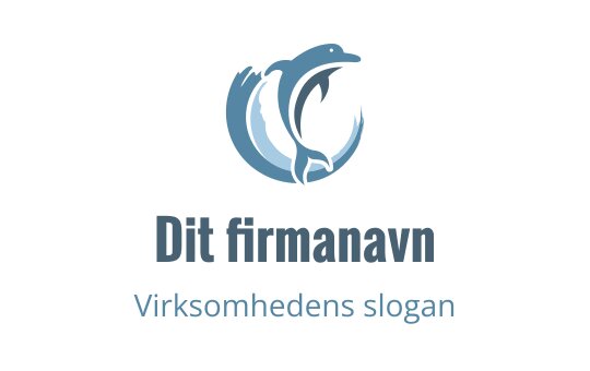 Stilisert logo av delfin med flytende blå bølger