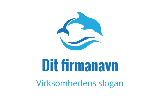 Dynamisk logo design av delfin med bølger i blå nyanser