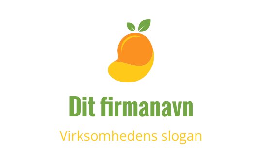 Lekent mango logo design med grønne blader og livlige farger