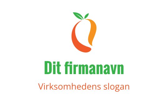 Moderne logo design med oransje og grønn frukt og bladdetaljer