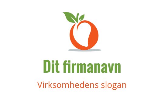 Frisk appelsinlogo med grønne blader og moderne stil