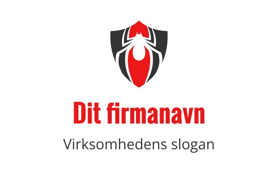Moderne edderkopp logo design med rød og svart skjoldbakgrunn