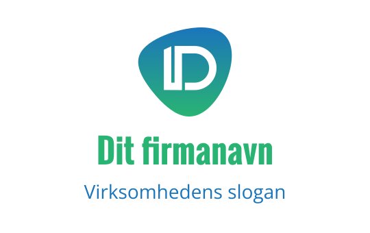 Moderne blå og grønn logo med en stilisert bokstav "D