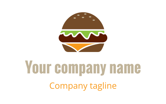 Lekent burgerlogo med grønn salat og oransje detaljer