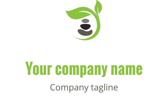 Moderne logo design med grønne blader og stablede steiner