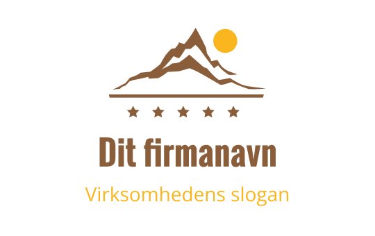 Fjell logo design med en sol og fem stjerner under