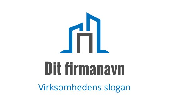 Moderne logo design med abstrakte blå bygninger og en fet skrift