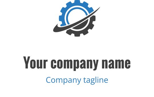 Moderne gir logo design med blå aksenter og sirkulært motiv