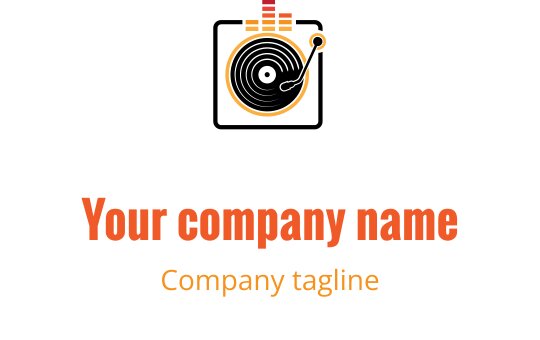 Moderne sirkulær logo med oransje detaljer og et lekent bobleelement