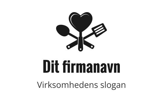 Kreativ logo med et hjerte og kjøkkenredskaper