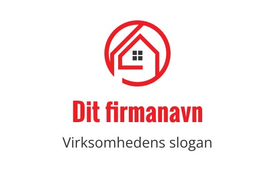 Moderne rød og svart logo med en hus-silhuett