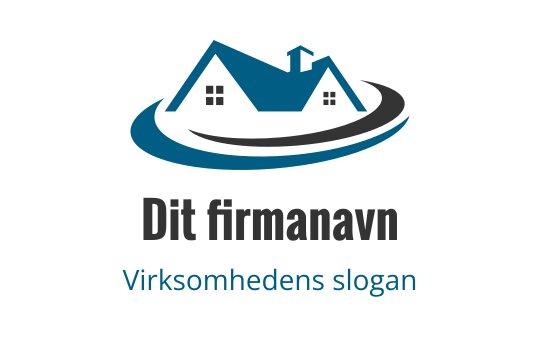 Moderne huslogo med blå og svart fargepalett