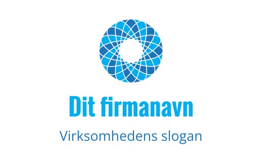 Moderne blå spiral logo design med en sentral svart sirkel