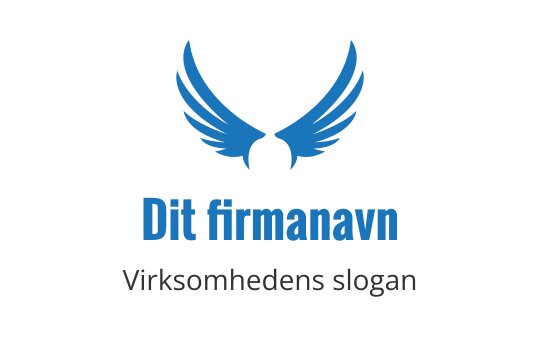 Elegant logo med blå vinger over fet tekst