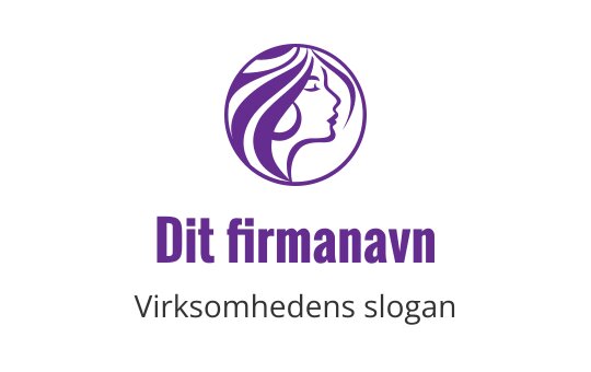Elegant lilla logo med en kvinnes profil og flytende hår