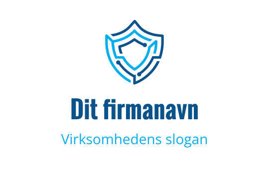 Moderne skjoldlogo design i blå og hvite konturer
