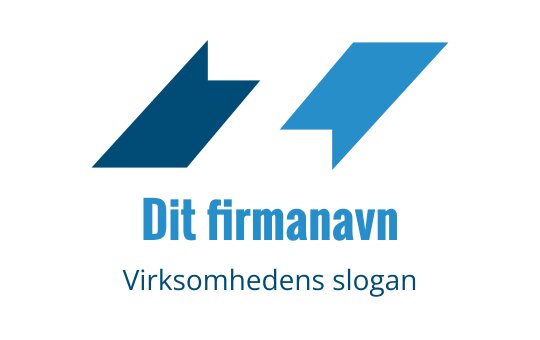 Moderne blå logo med vinklede former og fet typografi