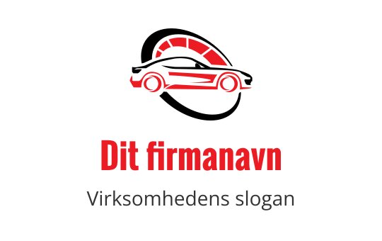 Strømlinjeformet logo design av en rød racerbil med dynamiske hastighetslinjer