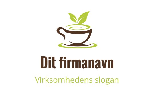 Moderne logo design med en kopp, grønne blader og vannripper