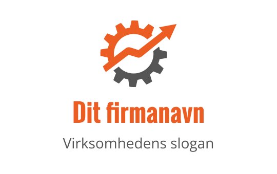 Moderne logo design med et tannhjul og oppoverpilt i oransje og grått