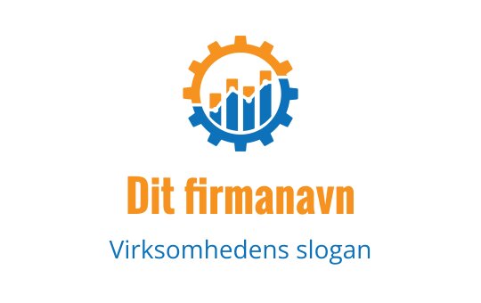 Moderne logo design med et tannhjul og søylediagram i blått og oransje