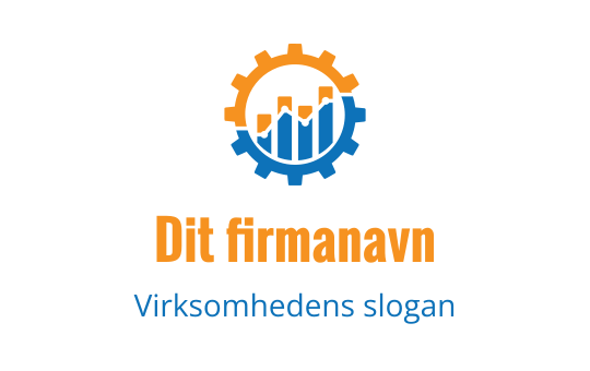 Moderne logo design med et tannhjul og søylediagram i blått og oransje