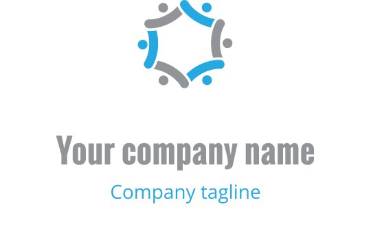 Moderne logo design med sammenkoblede figurer i blått og grått