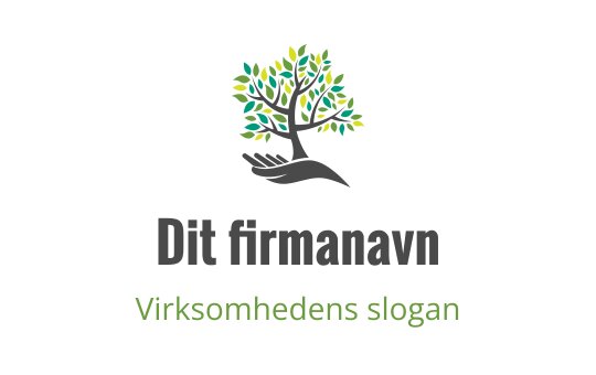 Moderne trelogo med livlige grønne blader og et håndelement
