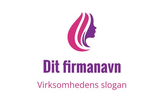 Elegant logo design med en profil silhuett og flytende hår i rosa nyanser