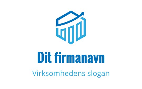 Moderne blå logo med et geometrisk bygg og en oppoverpilt