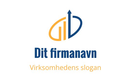 Moderne logo design med en blå og oransje oppoverpilt med stiliserte bokstaver