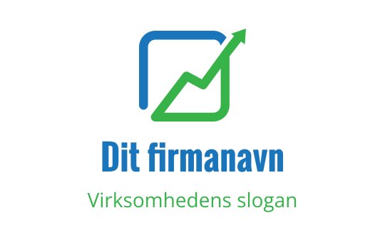 Moderne logo design med en blå firkant og grønn oppoverpilt