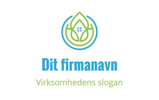 Moderne logo design med et grønt blad og blå sirkulære elementer