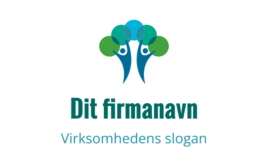 Moderne logo design med abstrakte trær i blå og grønne nyanser